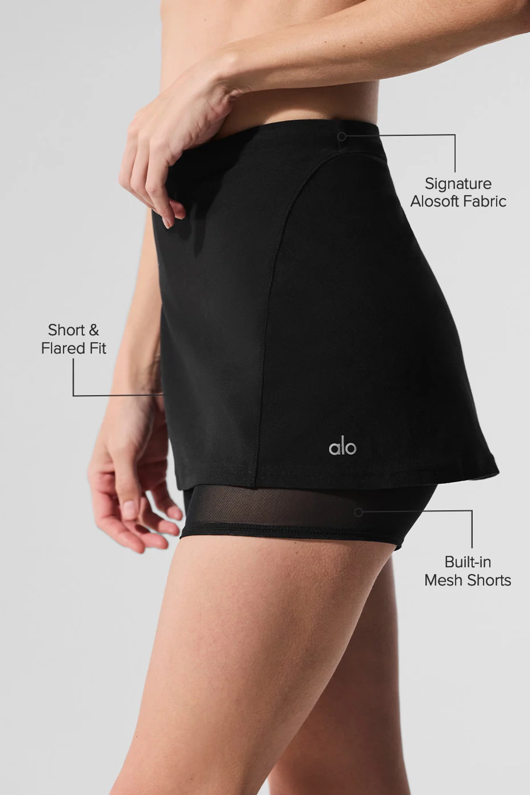 알로요가 Alosoft Serve It Up Skirt - Black 상품 이미지 2