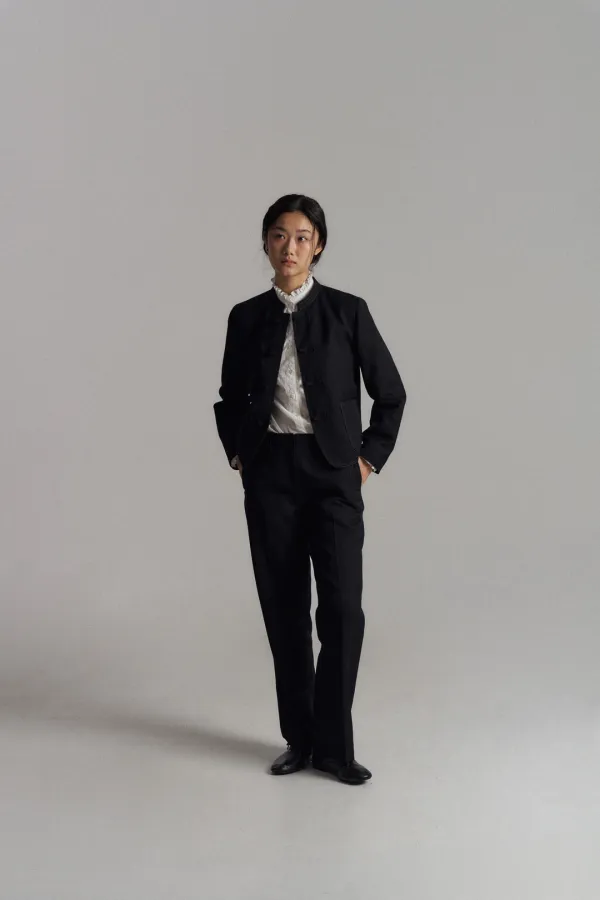 Classic Straight Fit Wool Pants (Black)