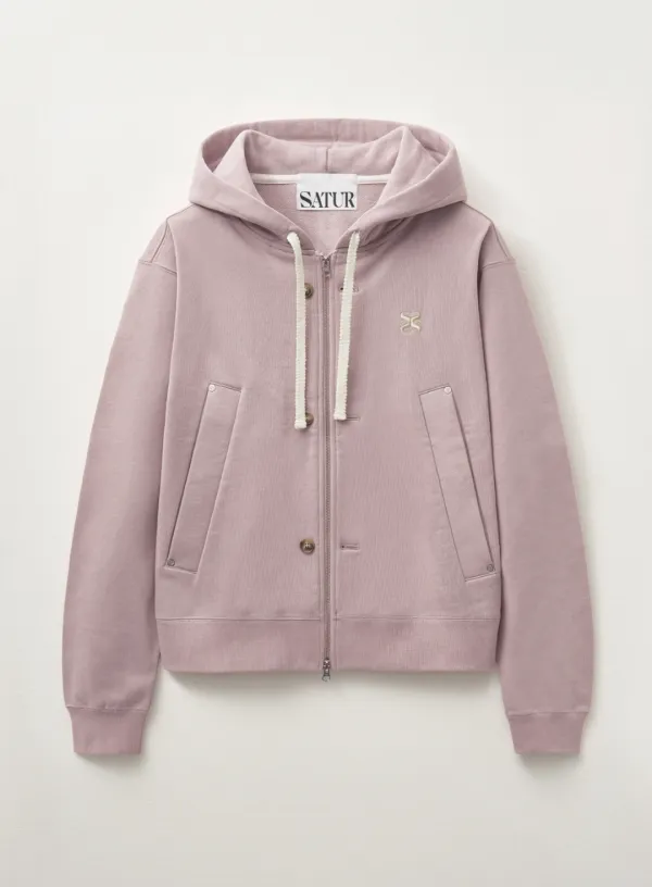 Teo Cotton All Day Hood Zip-up - Vintage Rose