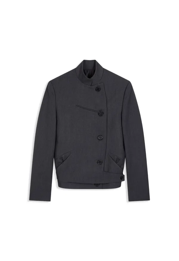 WOOL DOUBLE-BREASTED BLAZER, CHARCOAL