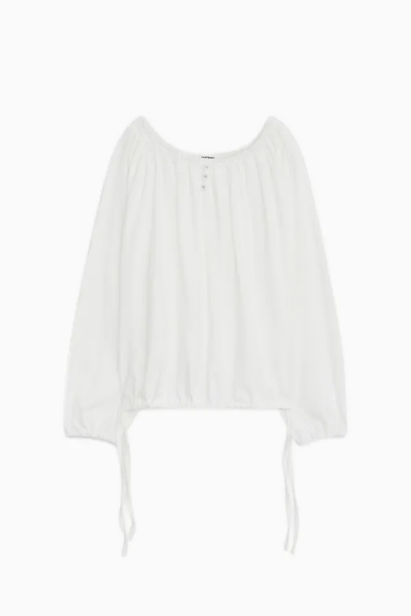 [9/16 예약배송] STRING BOAT NECK JERSEY BLOUSE, WHITE