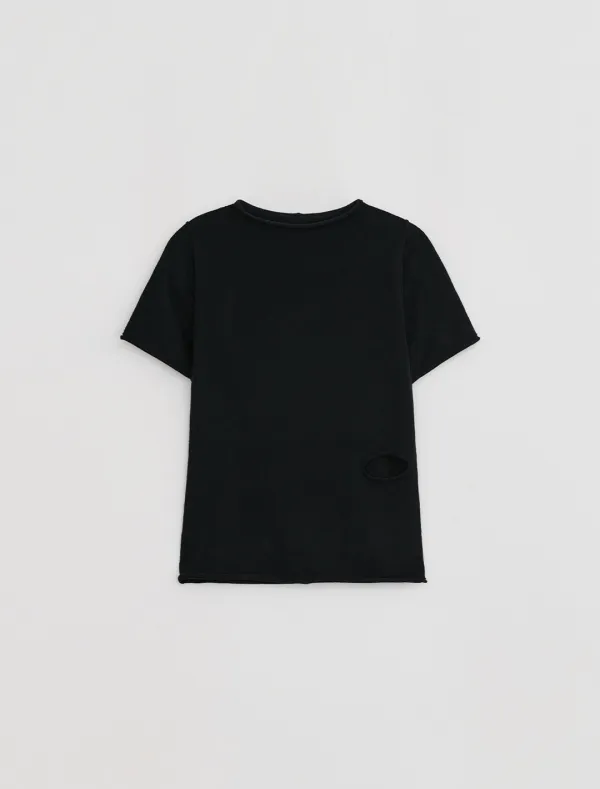 SLIT TURTLENECK KNIT [BLACK]