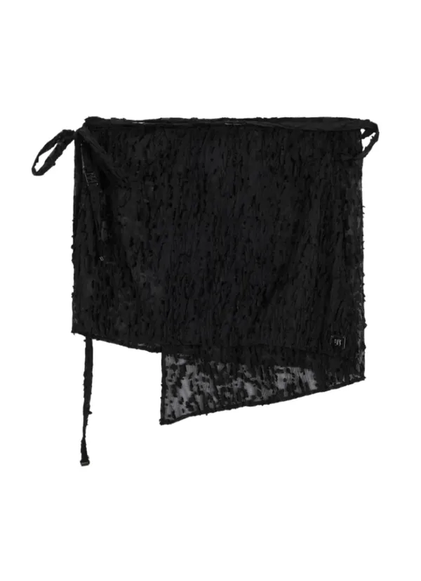Ethereal Lace Wrap Layered Skirt [ Black ]