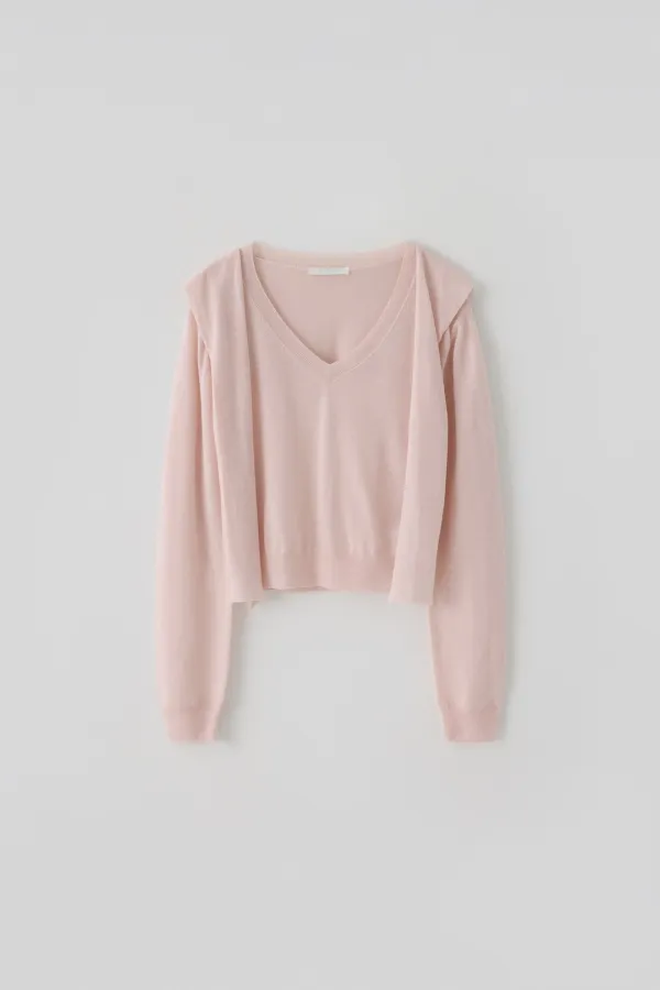 T/T Drape shawl knit set-up (pink)
