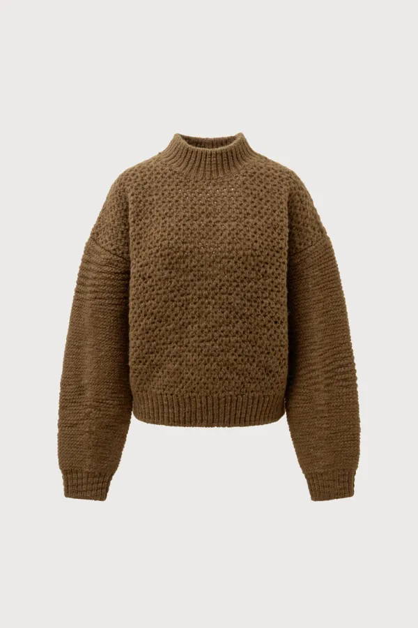 Volume sleeve knit (ivory, brown)