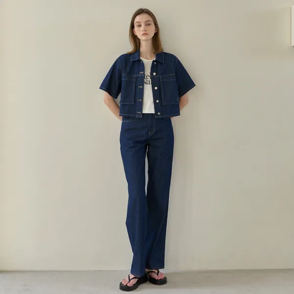 (Z-PT-5414)SELVEDGE SET-UP STRAIGHT DENIM PANTS