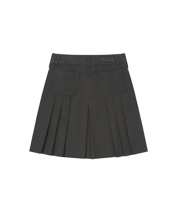 [레이 PICK] Pleats line pocket midi skirt CHARCOAL