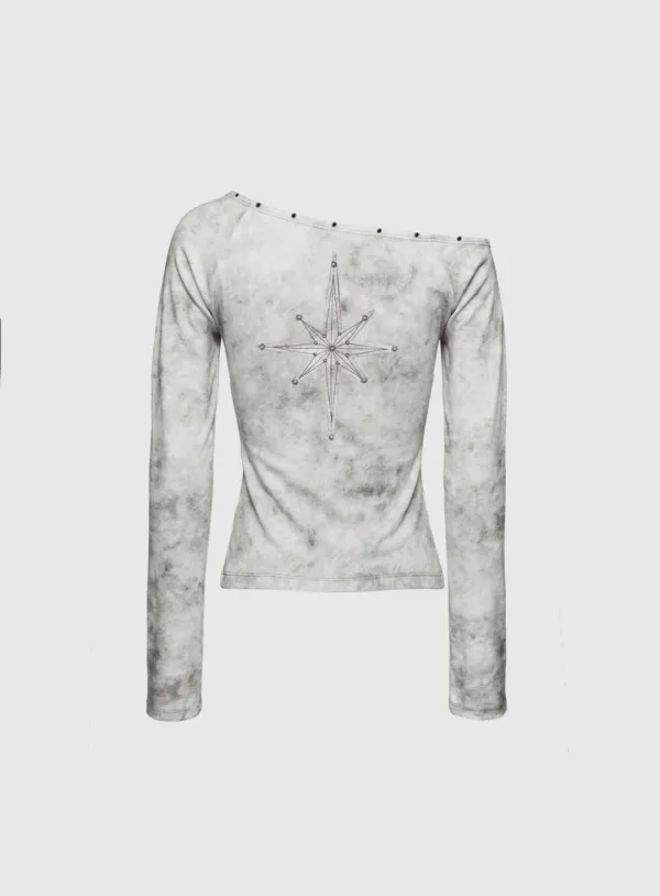 [w-tee26-010] Viper Cotton Rib Asymmetric Top - White