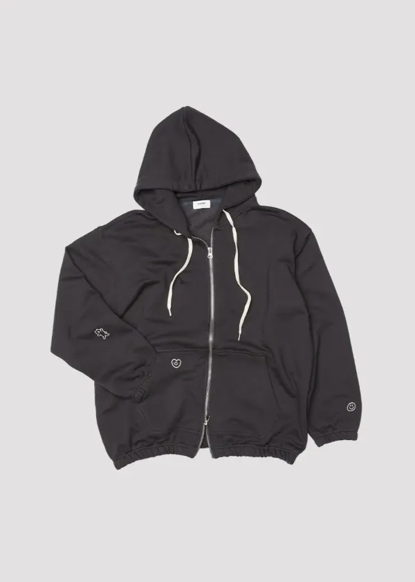 2WAY HOOD ZIP UP CHARCOAL