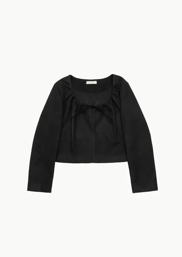 SHEER PADDED CROPPED JACKET (2COLORS)