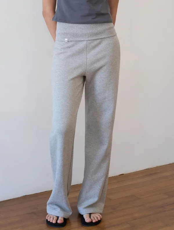 Folding semi-bootcut training pants_Melange Gray