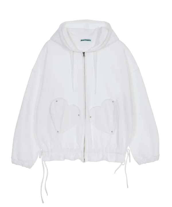 Heart Pocket Hood Zip-up [Ivory]