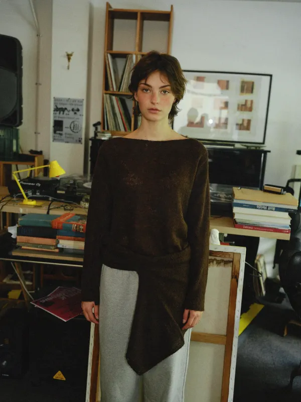 Boat neck Knitwear (dark brown)