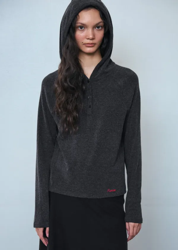 Button-Up Slim Fit Hoodie_Charcoal