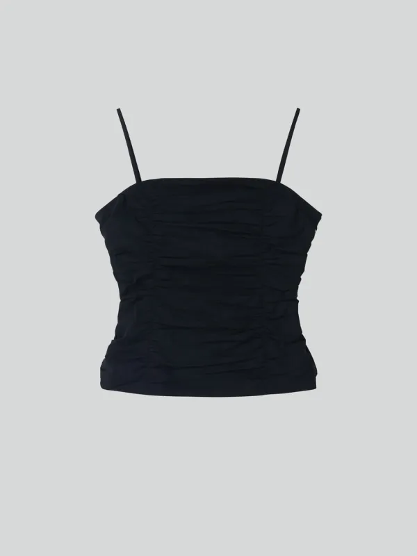 GATHERED BUSTIER TOP (BLACK)