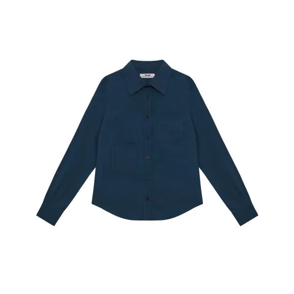 [ONLY] two pocket fit shirt - bluegreen
