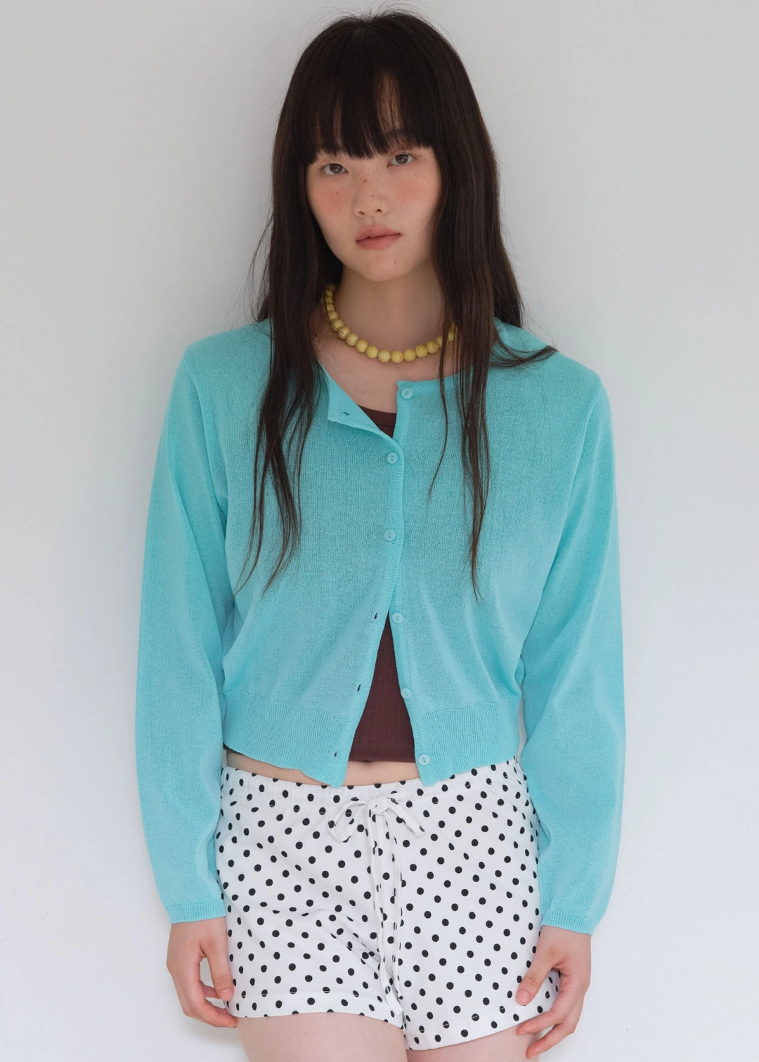 온무드 [2ND] SUMMER ORGANZA LABEL CARDIGAN - MINT 상품 이미지 2