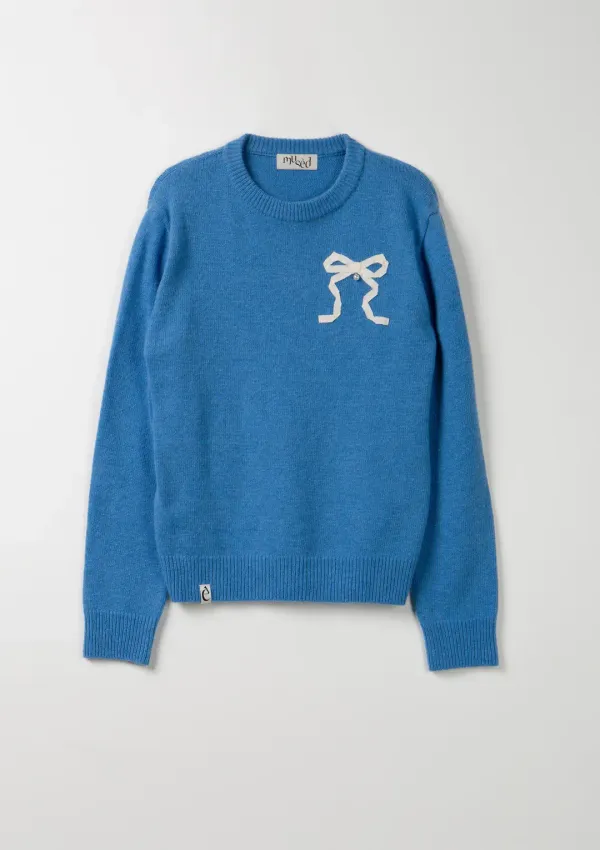 Mused Cashmere Ribbon Knit Pullover - Blue