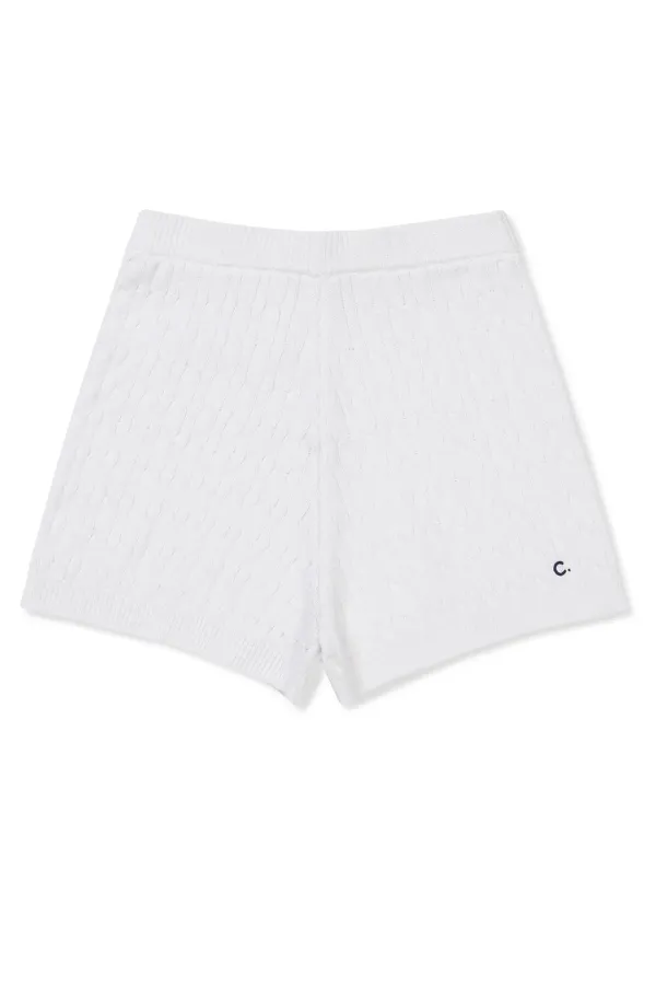[24SS clove] Trim Cable Knit Shorts (White)
