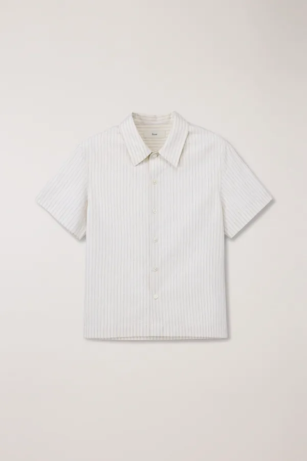 UNISEX HOLIDAY STRIPED SHIRT CREAM STRIPE_UDSH6B123CR