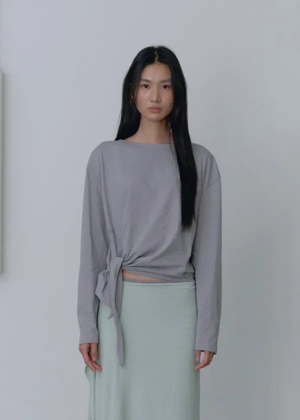 [10/7 예약배송] Knotted Long Sleeve Top_Grey