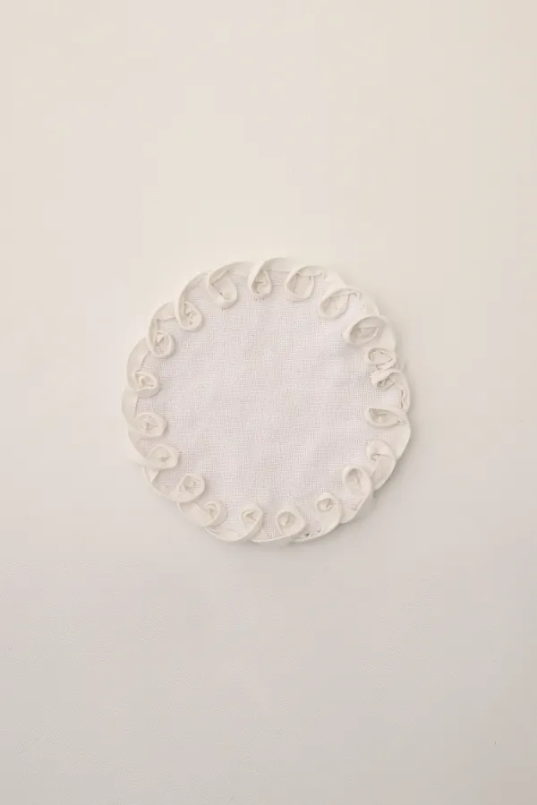 Round Tie Coaster, Ivory