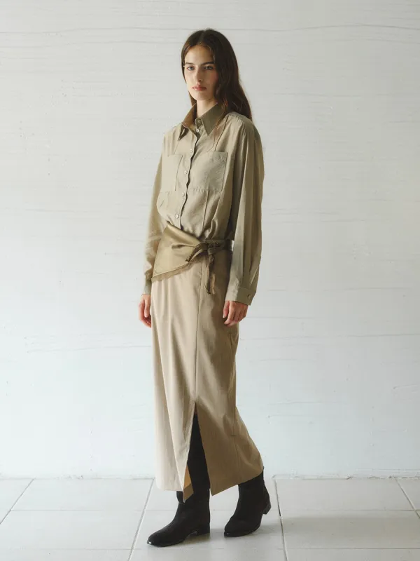 TREE stripe H-line skirt_beige