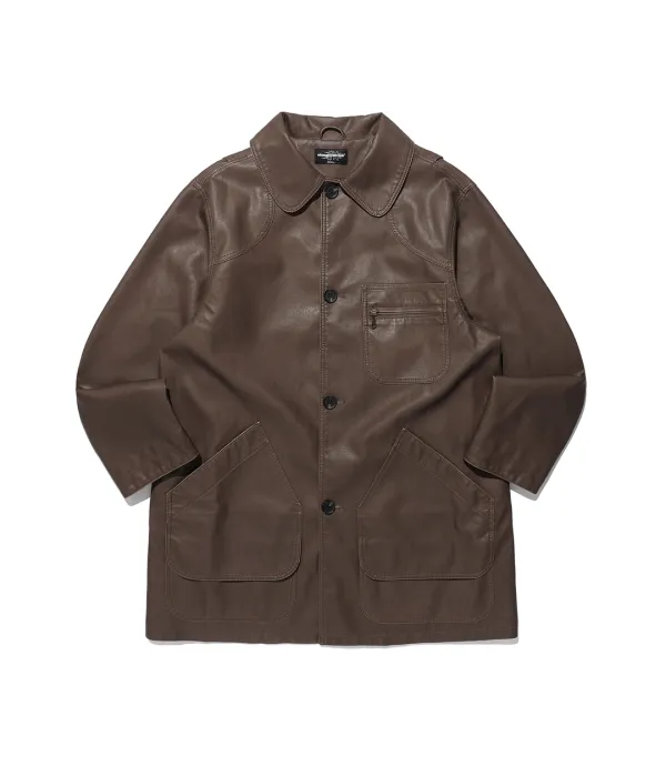 pu leather work car coat[brown]