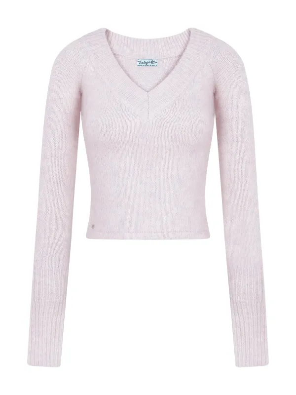 V-Neck Wool Crop Knit T