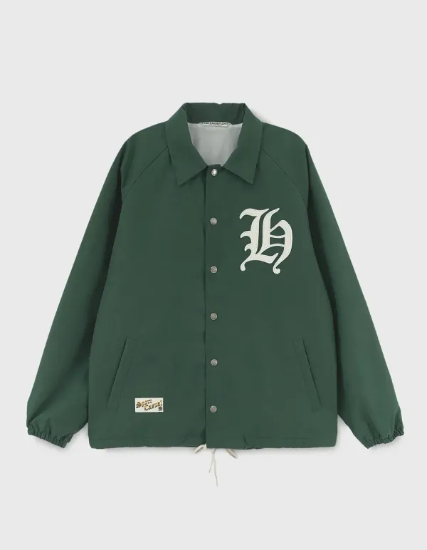 H LETTER NYLON COACH JACKET / Green