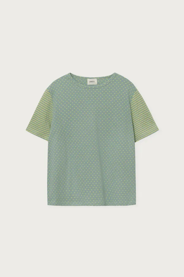 [2차 리오더] DOT STRIPE DOUBLE SIDED T-SHIRT TEA