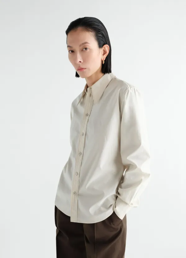 POINTED COLLAR SHIRT IN WASHED COTTON SILK