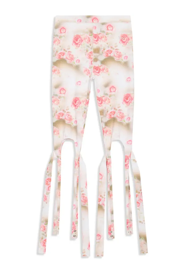 FLORAL STRAP LEGGINGS, ORANGE