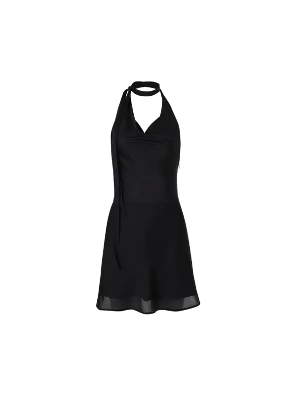 Scarf flare dress (Black)