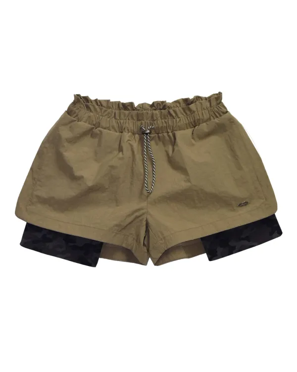 Camo Nylon String Shorts (Khaki)