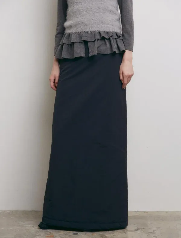 PADDING MAXI SKIRT [BLACK]