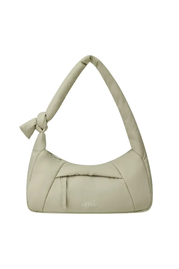 PADDED ZIP POCKET SHOULDER BAG-BEIGE