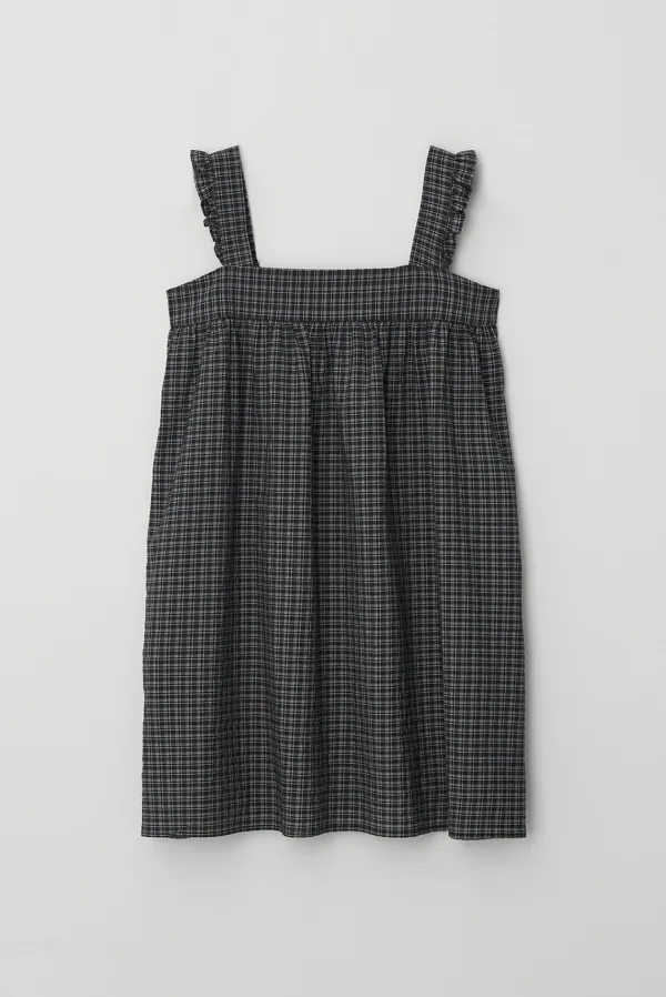 square frill dress - black check
