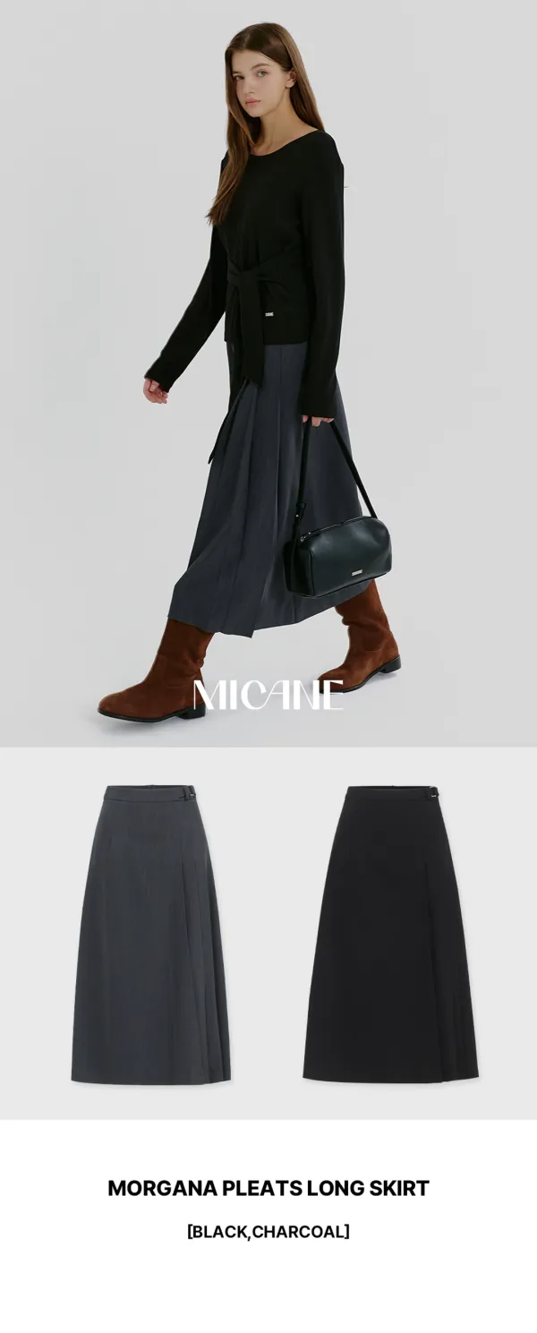 [25-36]  Morgana Pleats Long Skirt  모르가나 플리츠 롱 스커트 (가을-봄-격식룩-데일리룩-오피스룩-하객룩-출근룩-페미닌-롱스커트-플리츠스커트-플리츠-비조-체형커버-자체제작)
