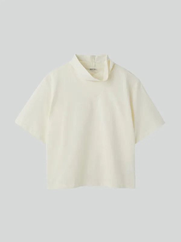 SCARF NECK COTTON TOP (BEAN IVORY)