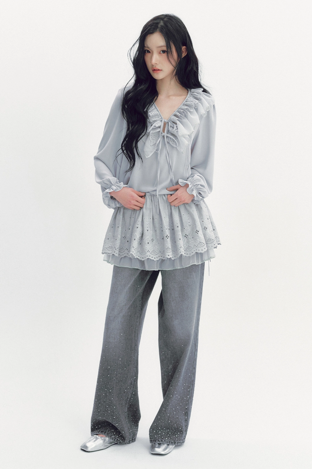 더티스 PETAL BLOOM SCALLOP DRESS (SLATE GRAY) 상품 이미지 3