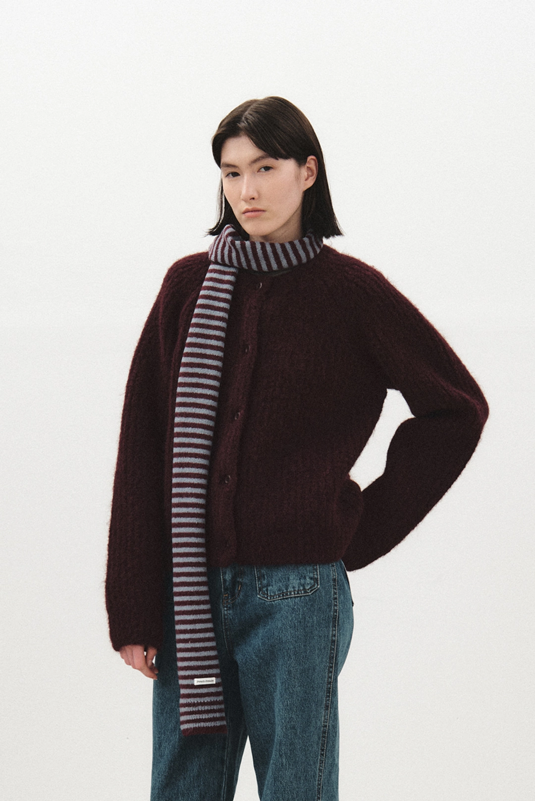브렌다 브렌든 snug heavy cardigan - burgundy 상품 이미지 2