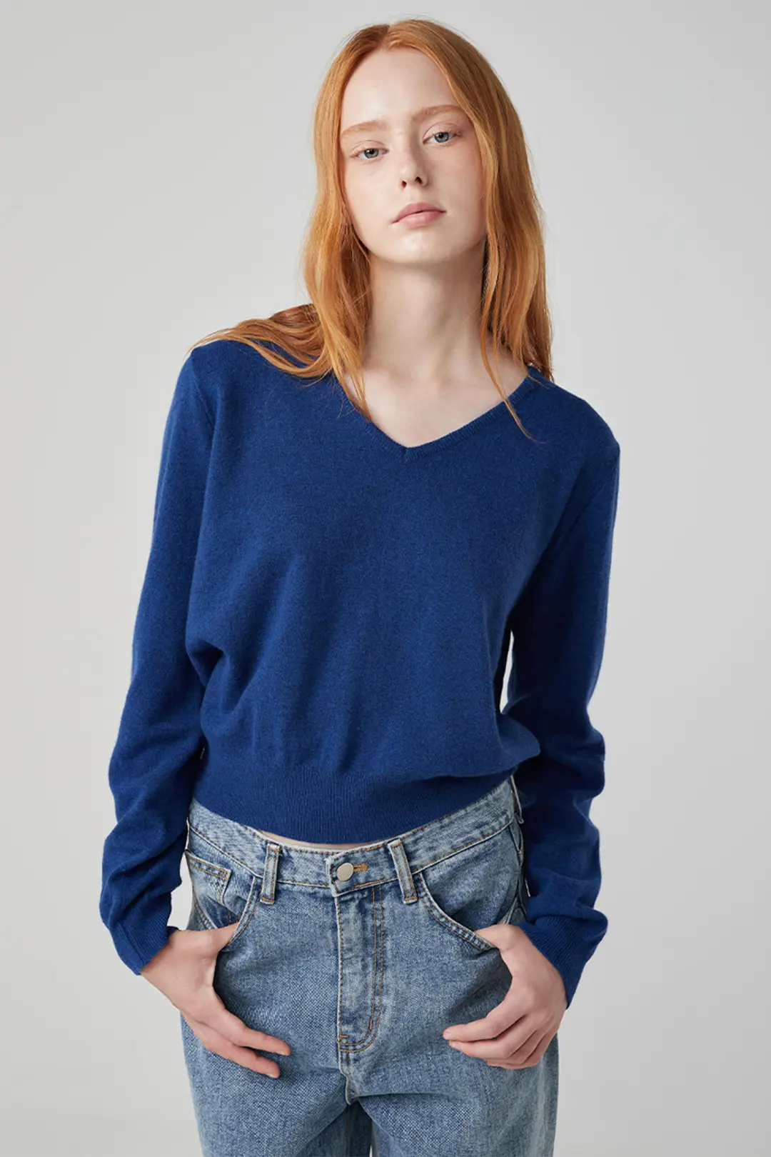 오브오브 Elie V-neck wool knit_blue 상품 이미지 2