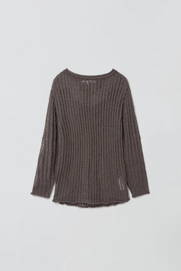 NETTING OVER KNIT_CHARCOAL