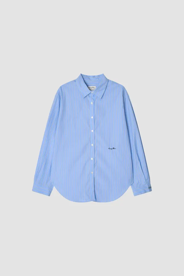 Finch Soft Blue Stripe Shirt (Fabric from Japan)
