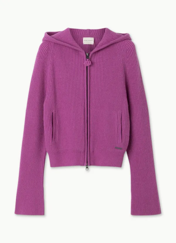 Belle hood cardigan_Dahlia Mauve