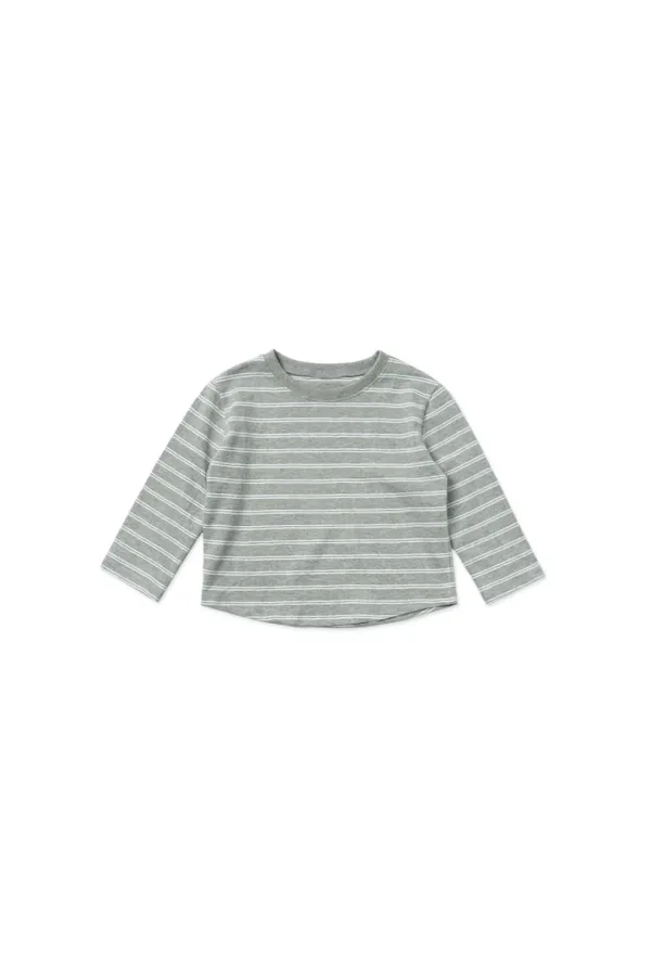 Crop stripe t-shirt_gray