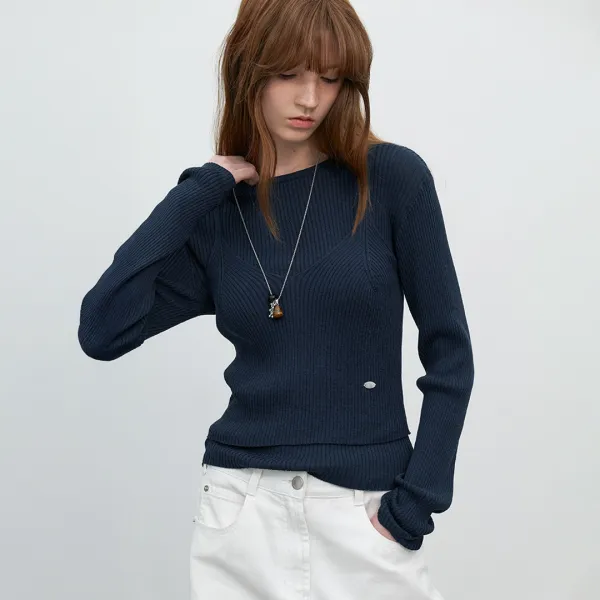 (T-7188)BUSTIER RIBBED KNT SET S