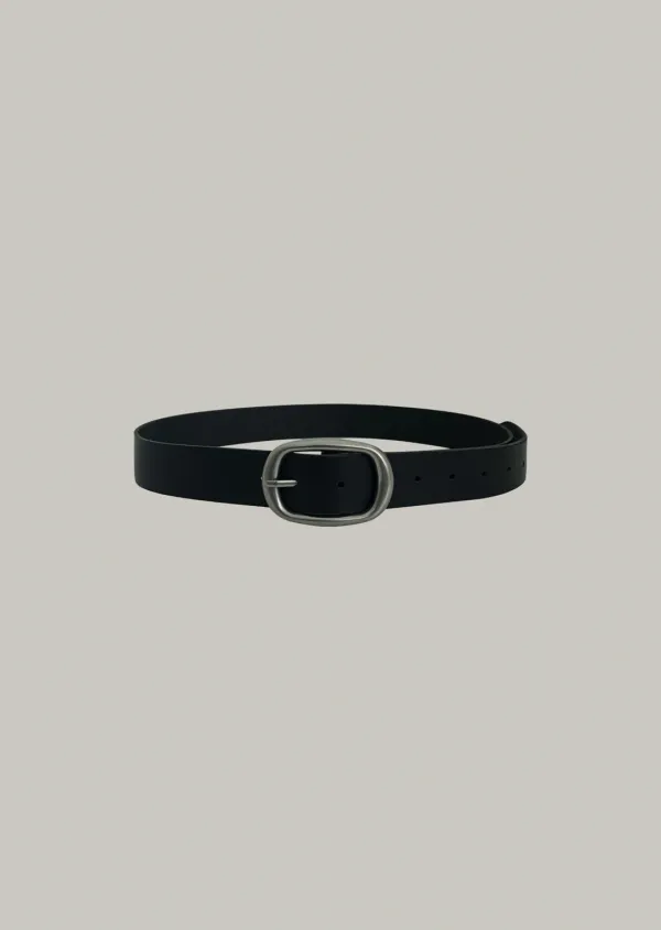 wide oval buckle belt (silver)