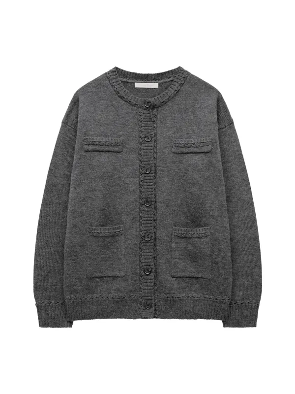 POCKET LOOSE CARDIGAN (CHARCOAL)
